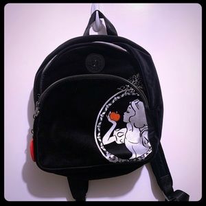 Kipling Snow White Collab Disney EUC Velvet Mini Backpack Cute Apple Mirror